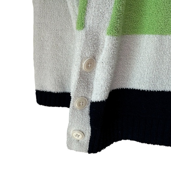 Talbots White, Green, Navy Summer Long Sleeve Sweater, Large Petite - Picture 4 of 10
